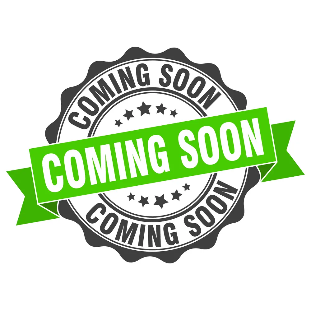 Badge with text 'Coming Soon' in green