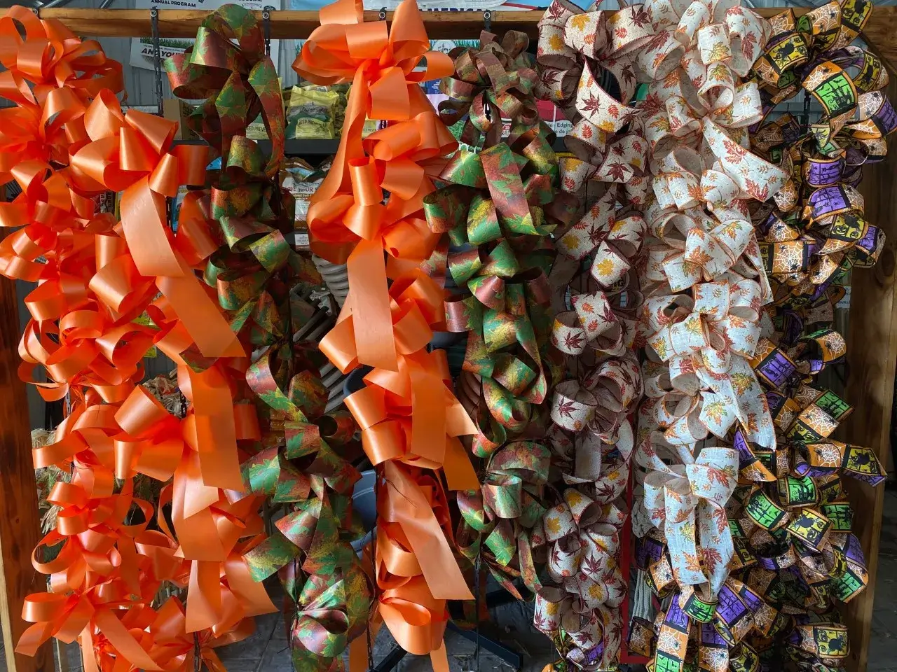 Handmade Poly Fabric Bows Fall Season Colors