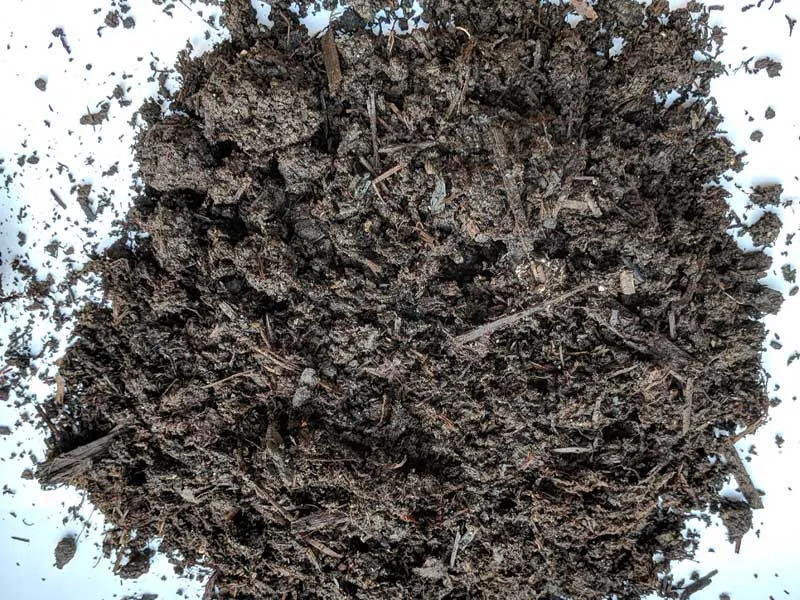 Mushroom Compost Rich dark soil for gardening and planting.